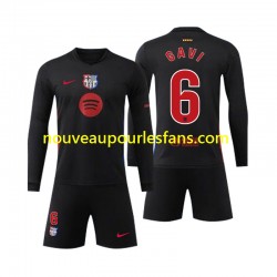 Maillot FC Barcelone Gavi 6 Enfant Tenue Extérieur 2024-2025 Manche Longue