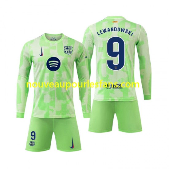 Maillot FC Barcelone Robert Lewandowski 9 Enfant Tenue 3ème 2024-2025 Manche Longue