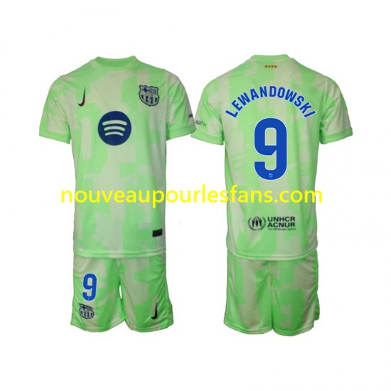 Maillot FC Barcelone Robert Lewandowski 9 Enfant Tenue 3ème 2024-2025 Manche Courte