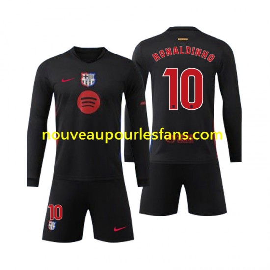 Maillot FC Barcelone Ronaldinho 10 Enfant Tenue Extérieur 2024-2025 Manche Longue