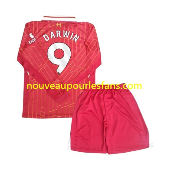 Maillot Liverpool Darwin 9 Enfant Tenue Domicile 2024-2025 Manche Longue