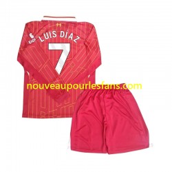Maillot Liverpool Luis Diaz 7 Enfant Tenue Domicile 2024-2025 Manche Longue