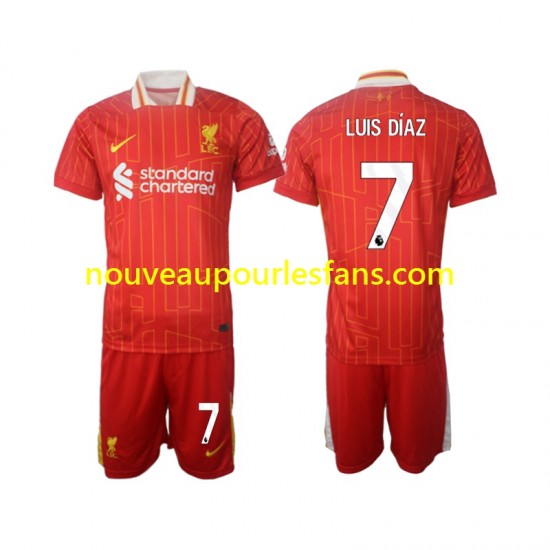 Maillot Liverpool Luis Diaz 7 Enfant Tenue Domicile 2024-2025 Manche Courte