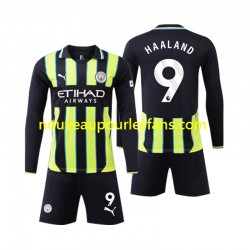 Maillot Manchester City Erling Haaland 9 Enfant Tenue Extérieur 2024-2025 Manche Longue