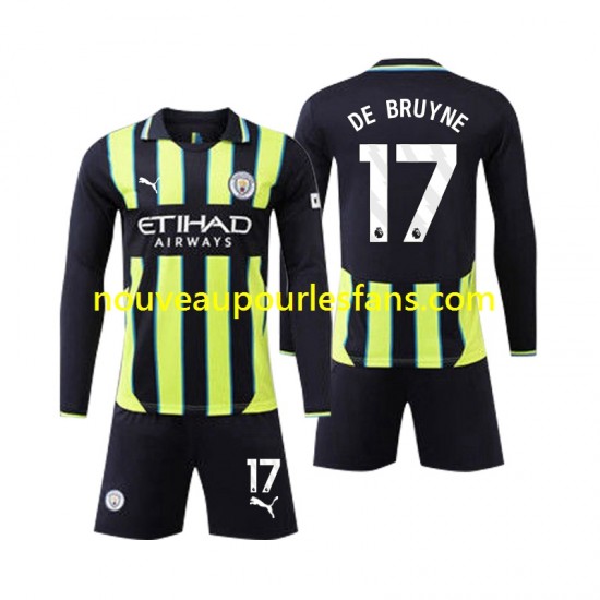 Maillot Manchester City Kevin De Bruyne 17 Enfant Tenue Extérieur 2024-2025 Manche Longue