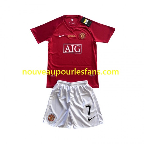 Maillot Manchester United Cristiano Ronaldo 7 Champion League 2007 Rétro Enfant Tenue Domicile Manche Courte