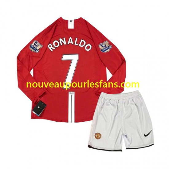 Maillot Manchester United Cristiano Ronaldo 7 2007 Rétro Enfant Tenue Domicile Manche Longue