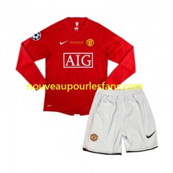 Maillot Manchester United Champion League 2007 Rétro Enfant Tenue Domicile Manche Longue