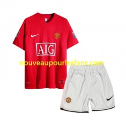 Maillot Manchester United 2007 Rétro Enfant Tenue Domicile Manche Courte