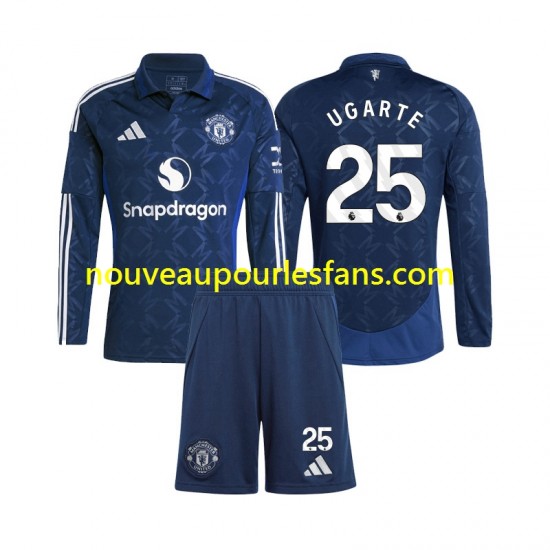 Maillot Manchester United Manuel Ugarte 25 Enfant Tenue Extérieur 2024-2025 Manche Longue