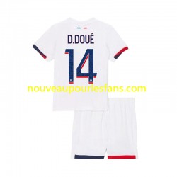 Maillot Paris Saint-Germain Desire Doue 14 Enfant Tenue Extérieur 2024-2025 Manche Courte
