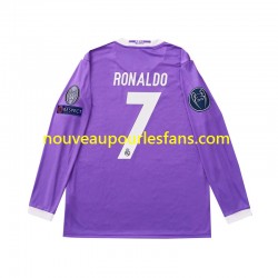 Maillot Real Madrid Cristiano Ronaldo 7 2016 Rétro Homme Tenue Extérieur Manche Longue