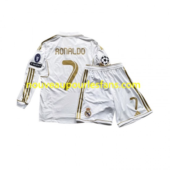 Maillot Real Madrid Cristiano Ronaldo 7 Enfant Tenue Domicile 2011 Manche Longue