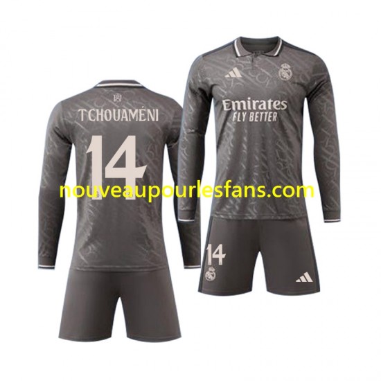 Maillot Real Madrid Tchouameni 14 Enfant Tenue Extérieur 2024-2025 Manche Longue