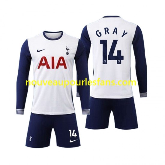 Maillot Tottenham Spurs Gray 14 Enfant Tenue Domicile 2024-2025 Manche Longue