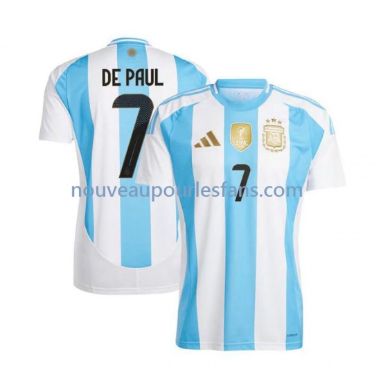 Maillot Argentine De Paul 7 Homme Tenue Domicile 2024 Manche Courte