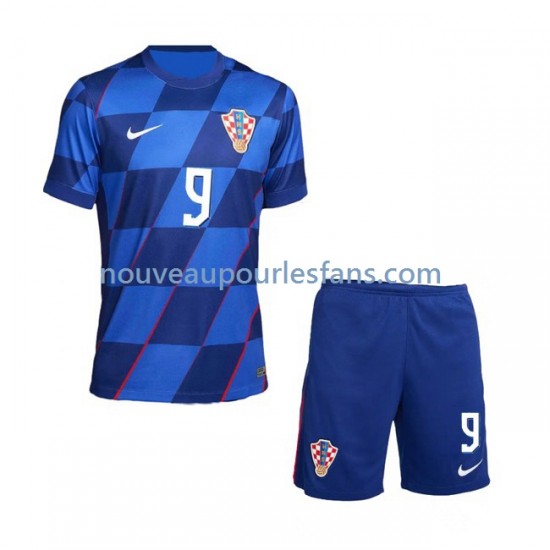 Maillot Croatie Andrej Kramaric 9 Enfant Tenue Extérieur Euro 2024 Manche Courte