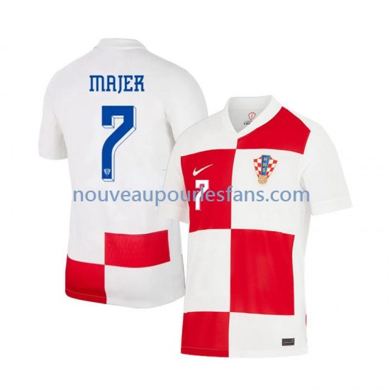 Maillot Croatie Lovro Majer 7 Homme Tenue Domicile Euro 2024 Manche Courte