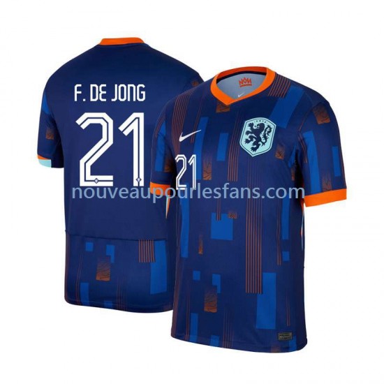 Maillot Pays-Bas Frenkie de Jong 21 Homme Tenue Extérieur Euro 2024 Manche Courte