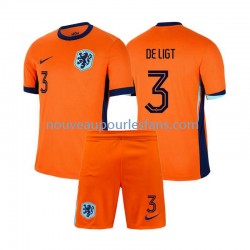 Maillot Pays-Bas Matthijs de Ligt 3 Enfant Tenue Domicile Euro 2024 Manche Courte