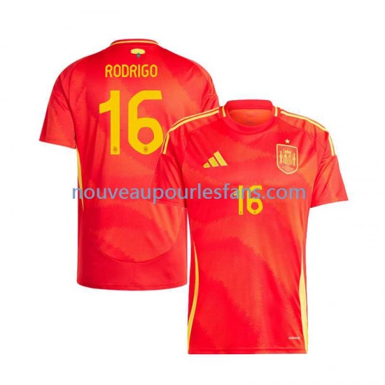 Maillot Espagne Rodrigo 16 Homme Tenue Domicile Euro 2024 Manche Courte