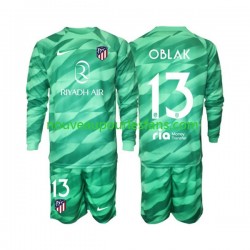 Maillot Atlético Madrid Jan Oblak 13 Green color Gardien Enfant Tenue Extérieur 2023-2024 Manche Longue