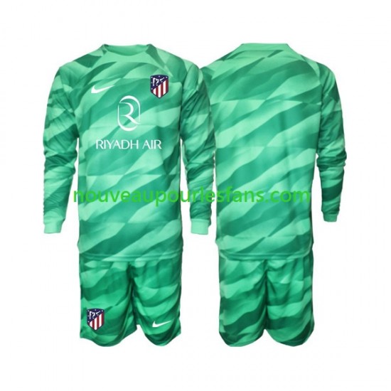 Maillot Atlético Madrid Green color Gardien Enfant Tenue Extérieur 2023-2024 Manche Longue