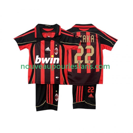 Maillot AC Milan KAKA 22 -2007 Rétro Enfant Tenue Domicile 2006 Manche Courte