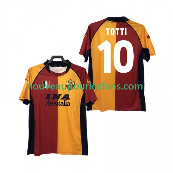 Maillot AS Rome Totti 10 2000-2001 Rétro Homme Tenue Domicile Manche Courte