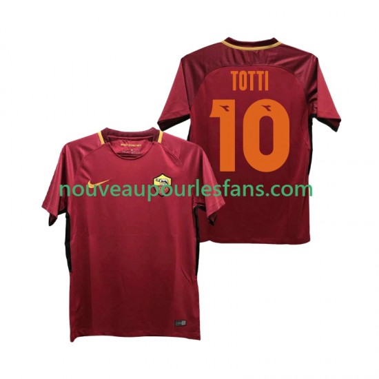 Maillot AS Rome Totti 10 2017-2018 Rétro Homme Tenue Domicile Manche Courte