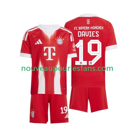 Maillot Bayern Munich Alphonso Davies 19 Enfant Tenue Domicile 2025-2026 Manche Courte