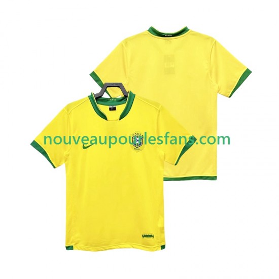 Maillot Brésil Rétro Homme Tenue Domicile 2006 Manche Courte