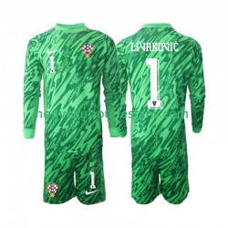 Maillot Croatie DOMINIK LIVAKOVIC 1 Gardien Enfant Tenue Extérieur 2024 Manche Longue