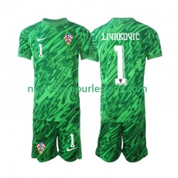 Maillot Croatie DOMINIK LIVAKOVIC 1 Gardien Enfant Tenue Extérieur 2024 Manche Courte