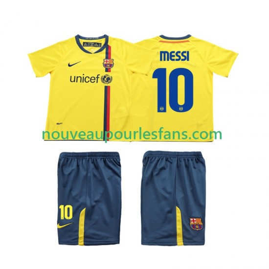 Maillot FC Barcelone Lionel Messi 10 2009 Rétro Enfant Tenue Extérieur 2008 Manche Courte