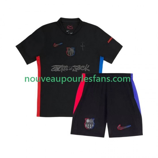 Maillot FC Barcelone TRAVIS SCOTT Enfant Tenue Extérieur 2024-2025 Manche Courte