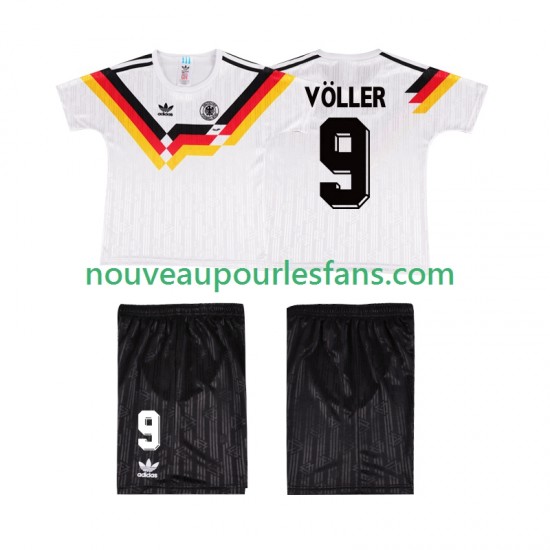 Maillot Allemagne VOLLER 9 1990 Rétro Enfant Tenue Domicile Manche Courte