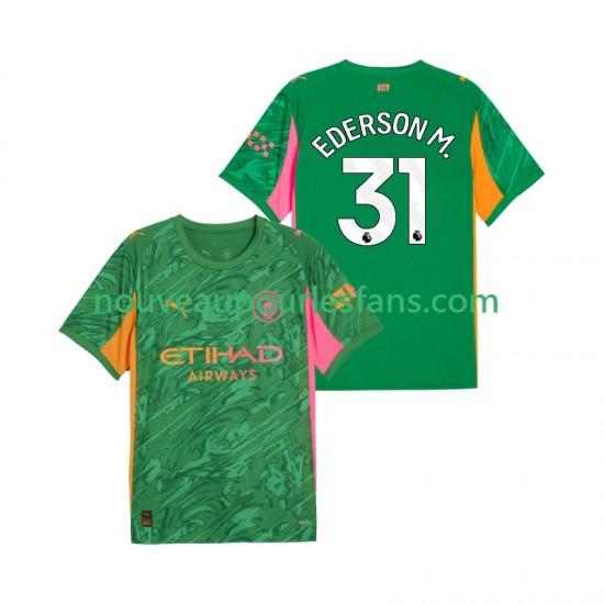 Maillot Manchester City Ederson Moraes 31 Gardien Homme Tenue Domicile 2025-2026 Manche Courte