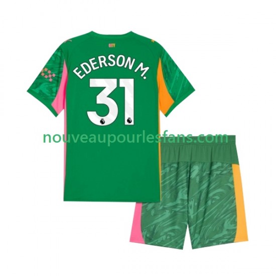 Maillot Manchester City Ederson Moraes 31 Gardien Enfant Tenue Domicile 2025-2026 Manche Courte