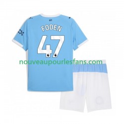 Maillot Manchester City Phil Foden 47 Enfant Tenue Domicile 2025-2026 Manche Courte