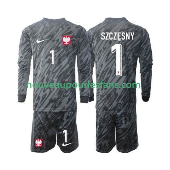 Maillot Pologne Szczesny 1 Gardien Enfant Tenue Extérieur 2024 Manche Longue