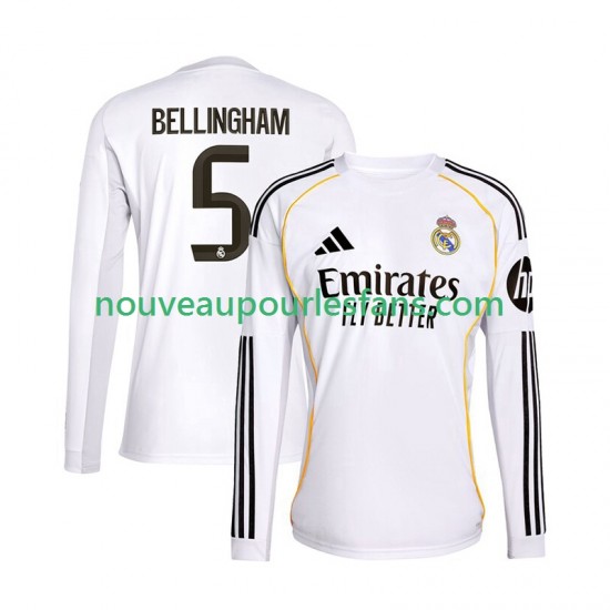 Maillot Real Madrid Jude Bellingham 5 Homme Tenue Domicile 2025-2026 Manche Longue