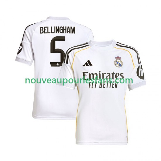 Maillot Real Madrid Jude Bellingham 5 Homme Tenue Domicile 2025-2026 Manche Courte
