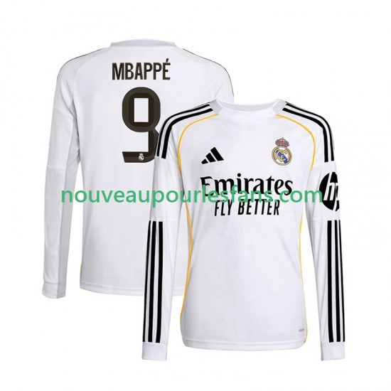 Maillot Real Madrid Mbappé Kylian 9 Homme Tenue Domicile 2025-2026 Manche Longue