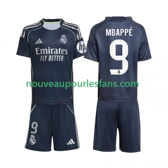 Maillot Real Madrid Mbappé Kylian 9 Enfant Tenue Extérieur 2025-2026 Manche Courte