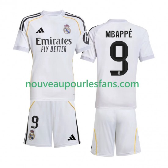 Maillot Real Madrid Mbappé Kylian 9 Enfant Tenue Domicile 2025-2026 Manche Courte