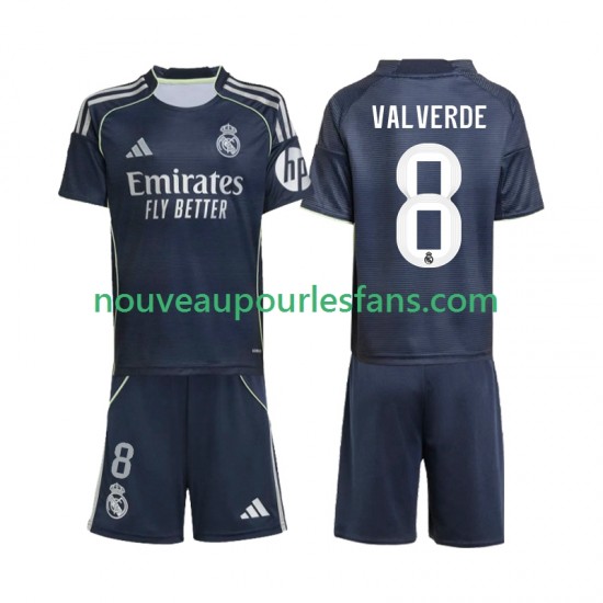 Maillot Real Madrid Valverde 8 Enfant Tenue Extérieur 2025-2026 Manche Courte