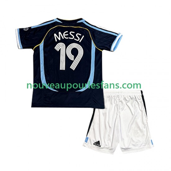 Maillot Argentine Lionel Messi 19 Rétro Enfant Tenue Extérieur 2006 Manche Courte