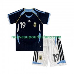 Maillot Argentine Lionel Messi 19 Rétro Enfant Tenue Extérieur 2006 Manche Courte