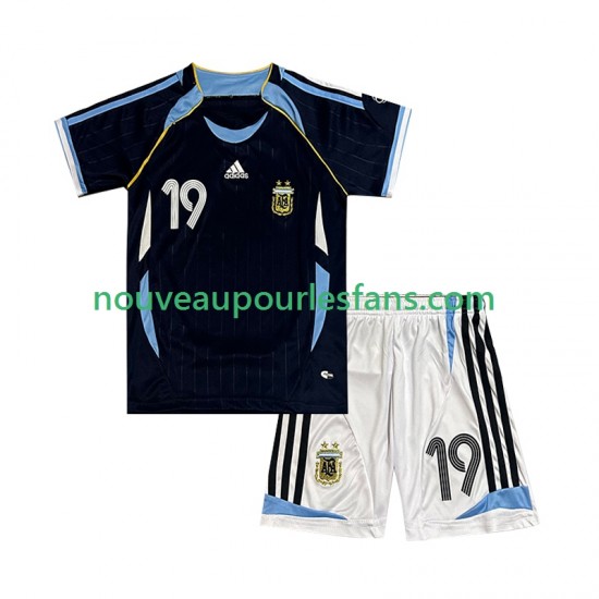 Maillot Argentine Lionel Messi 19 Rétro Enfant Tenue Extérieur 2006 Manche Courte